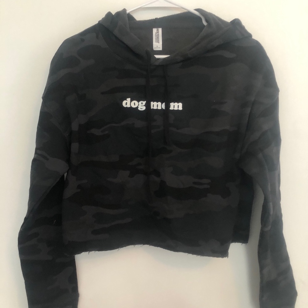 Black Camo Dog Mom Cropped Sweatshirt
